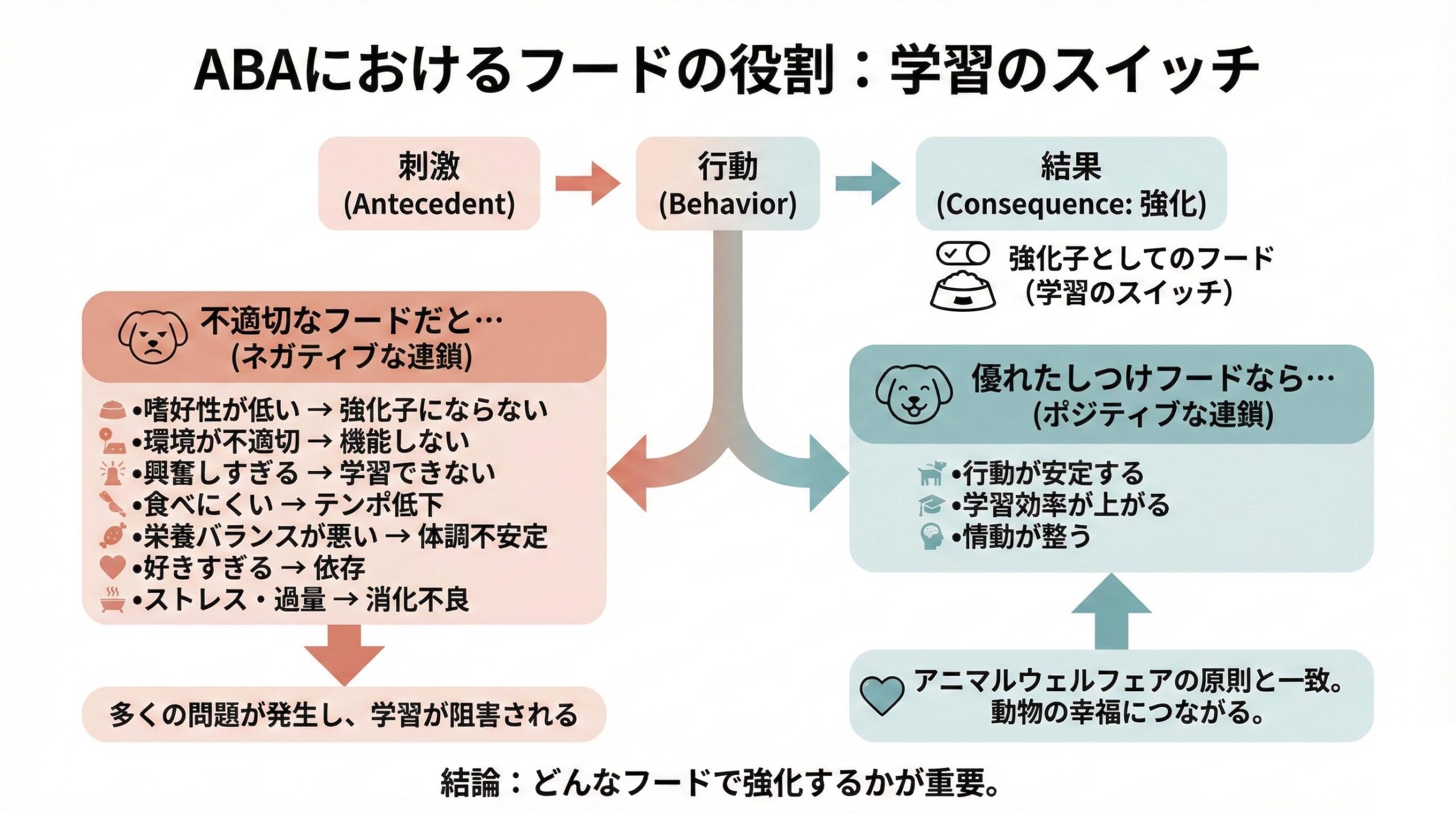 応用行動分析学(ABA)では、フードは学習のスイッチ
