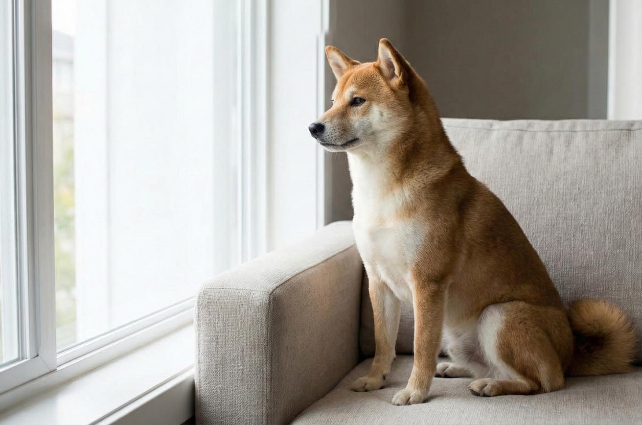 遠くを見つける柴犬